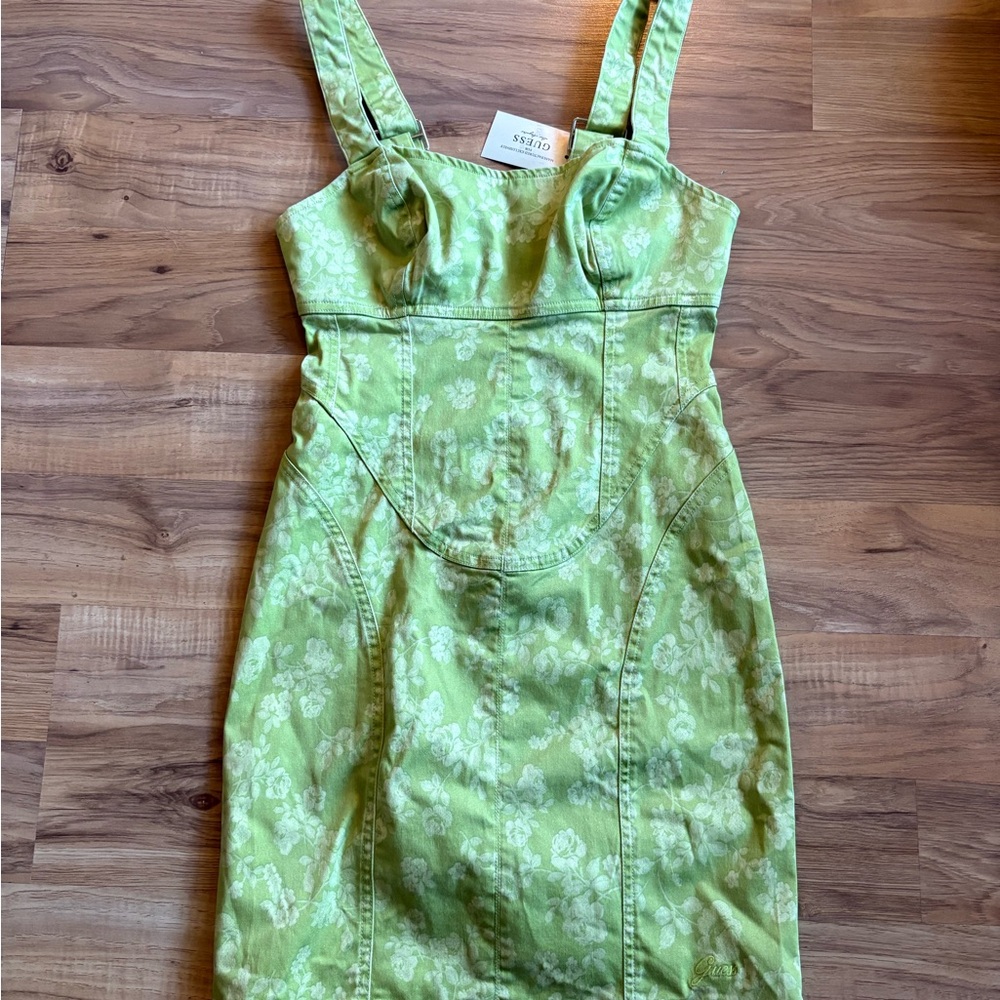 GUESS Green Floral Corset Mini Dress Size Small NWT